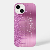 Roze Glitter Monogram iPhone Hoesje (Achterkant)