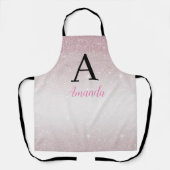 Roze Glitter Monogram Jouw naam + Initiaal toevoeg Schort (Voorkant)