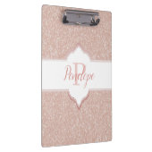 Roze Glitter Monogram Klembord (Rechts)