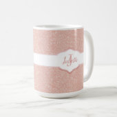 Roze Glitter Monogram Koffiemok (Voorkant rechts)
