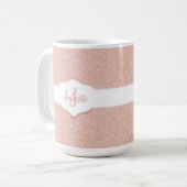 Roze Glitter Monogram Koffiemok (Voorkant links)