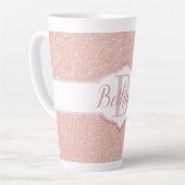 Roze Glitter Monogram Latte Mok (Linkerhoek)