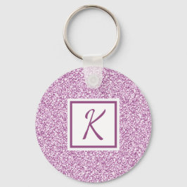 Roze Glitter Monogram Met Klinkende Letter Sleutelhanger