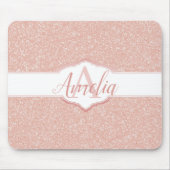Roze Glitter Monogram Muismat (Voorkant)