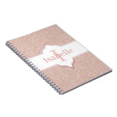 Roze Glitter Monogram Notitieboek (Rechterzijde)