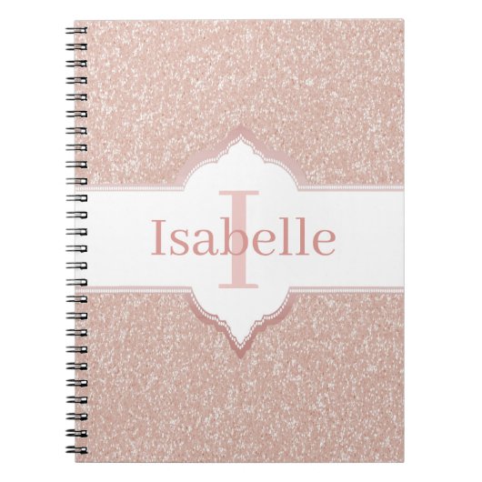 Roze Glitter Monogram Notitieboek (Voorkant)