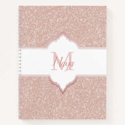 Roze Glitter Monogram Notitieboek (Voorkant)