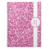 Roze Glitter Monogram Notitieboek (Voorkant)