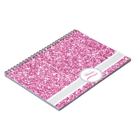 Roze Glitter Monogram Notitieboek (Linkerzijde)