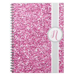 Roze Glitter Monogram Notitieboek