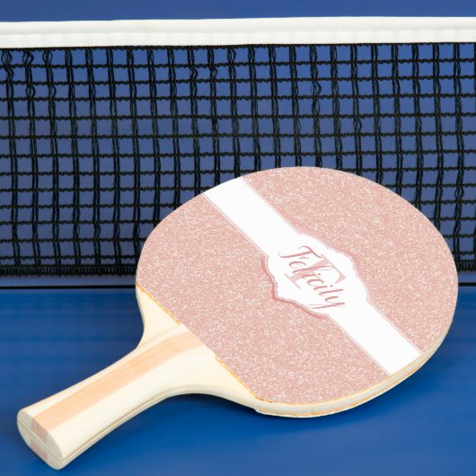 Roze Glitter Monogram Ping Pong Paddle Tafeltennisbatje (Insitu)