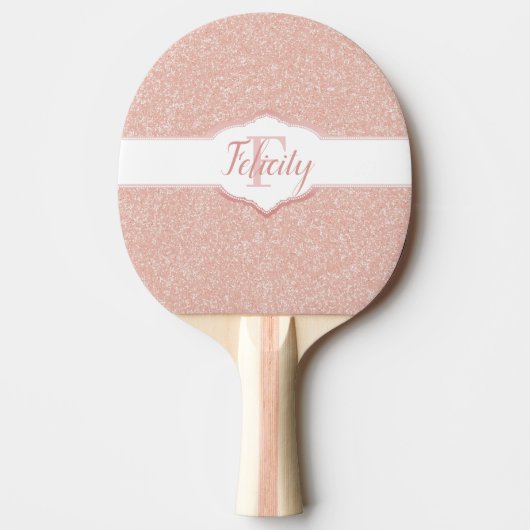 Roze Glitter Monogram Ping Pong Paddle Tafeltennisbatje (Voorkant)
