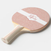 Roze Glitter Monogram Ping Pong Paddle Tafeltennisbatje (Voorkant Gekanteld)
