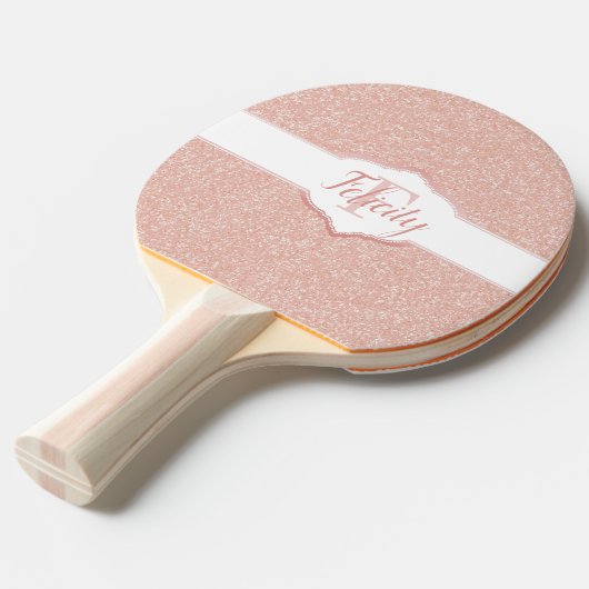 Roze Glitter Monogram Ping Pong Paddle Tafeltennisbatje (Voorkant Gekanteld)