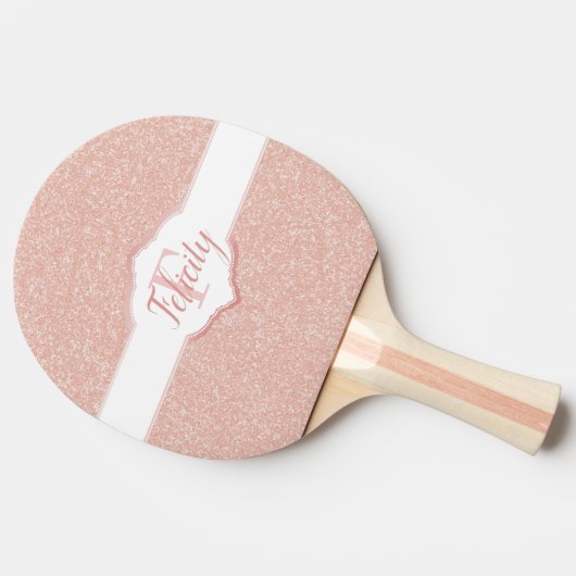 Roze Glitter Monogram Ping Pong Paddle Tafeltennisbatje (Zijkant)
