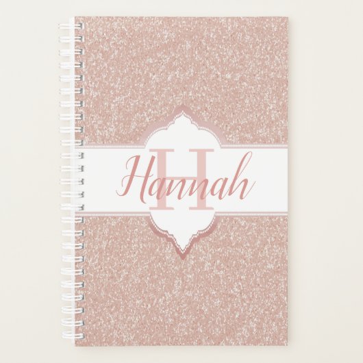 Roze Glitter Monogram Planner (Voorkant)