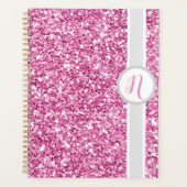 Roze Glitter Monogram Planner (Voorkant)