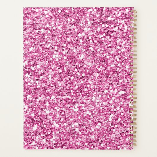 Roze Glitter Monogram Planner (Achterkant)