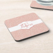 Roze Glitter Monogram Plastic Onderzetter (Linkerzijde)