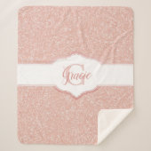 Roze Glitter Monogram Sherpa Deken (Voorkant)