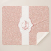 Roze Glitter Monogram Sherpa Deken (Voorkant (horizontaal))