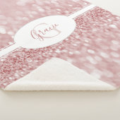 Roze Glitter Monogram Sherpa Deken (3/4)