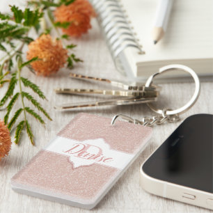 Roze Glitter Monogram Sleutelhanger