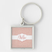 Roze Glitter Monogram Sleutelhanger (Voorkant)