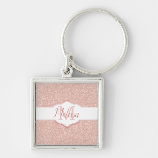 Roze Glitter Monogram Sleutelhanger (Voorkant)