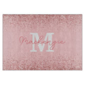 Roze Glitter Monogram Snijplank (Voorkant)