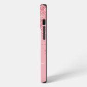Roze Glitter Monogram Stijlvolle Script Naam iPhone Hoesje (Linkerkant)