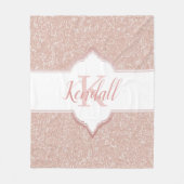 Roze Glitter Monogram Throw Blanket Fleece Deken (Voorkant)
