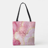 Roze Glitter Monogram Tote Bag (Achterkant)