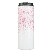 Roze glitter monogram wit thermosbeker (Achterkant)