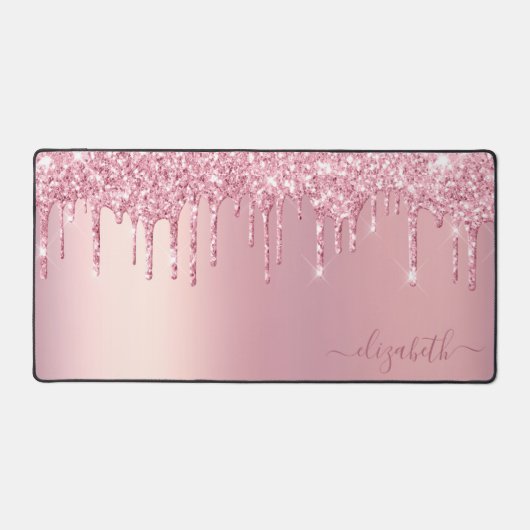 Roze Glitter Monogrammed Bureaumat (Voorkant)