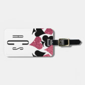 Roze Glitter Monogrammed Las Vegas Bagagelabel (Voorkant horizontaal)
