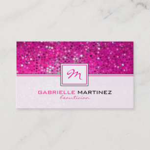 Roze Glitter Mooie Kaart Monogram Visitekaartje