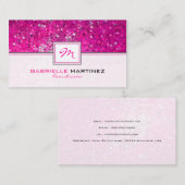 Roze Glitter Mooie Kaart Monogram Visitekaartje (Voorkant / Achterkant)