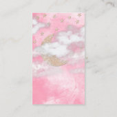 Roze Glitter Moon Star Luier Raffle Baby shower Informatiekaartje (Achterkant)