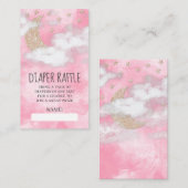 Roze Glitter Moon Star Luier Raffle Baby shower Informatiekaartje (Voorkant / Achterkant)
