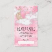 Roze Glitter Moon Star Luier Raffle Baby shower Informatiekaartje (Voorkant)