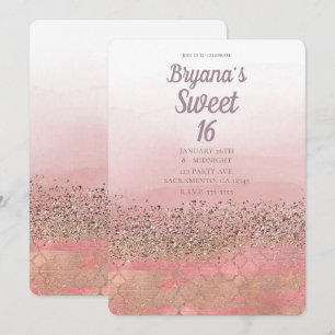 Roze Glitter Moroccan Indian Princess Sweet 16 Kaart