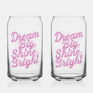 Roze Glitter Motiverende Spreuk voor Meisjes Blikvorm Glas