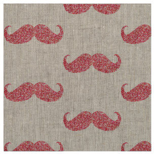 Roze Glitter Mustache Stof