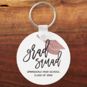 Roze Glitter Muts Grad Squad Afstudeercadeau Sleutelhanger (Voorkant)