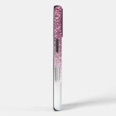 Roze glitter, naam en monogram, Girly Case-Mate iPhone Case (Achterkant / Rechts)