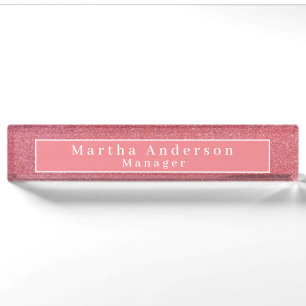 Roze glitter naambordje