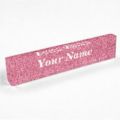 Roze glitter naambordje