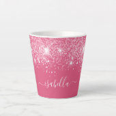 Roze glitter-naamscript stijlvol giro latte mok (Voorkant)