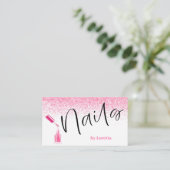 Roze Glitter Nagels Visitekaartje (Staand voorkant)